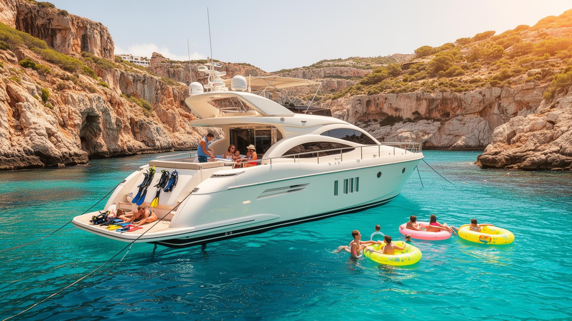 Alquiler de barco para familias en Ibiza